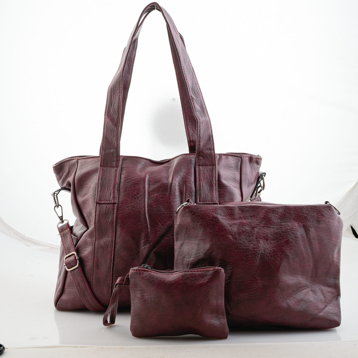 Black Faux Leather Shoulder Bag