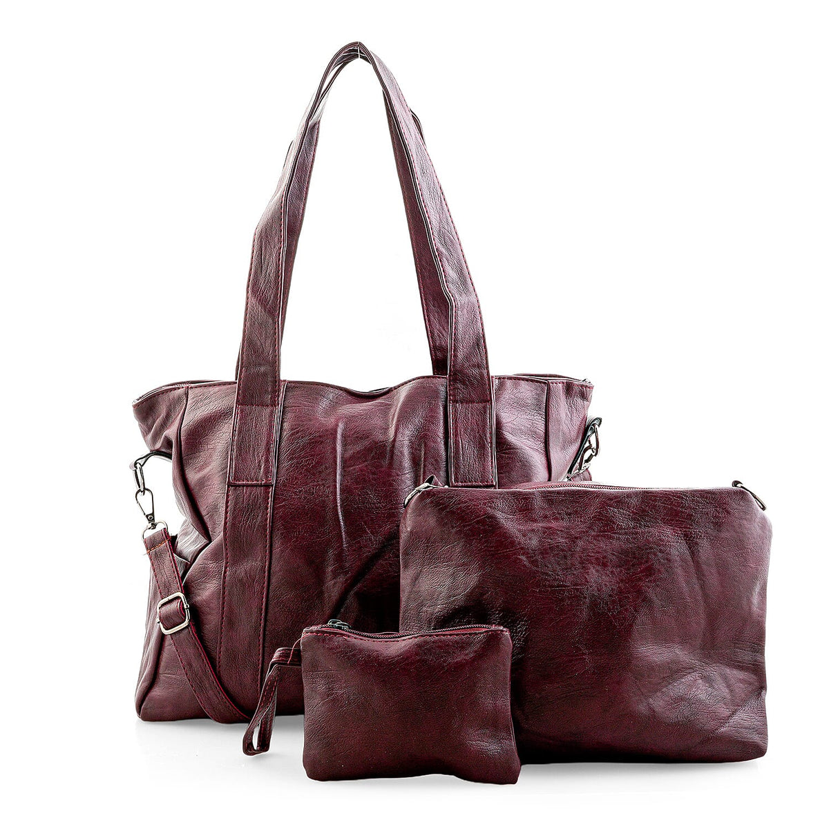 Black Faux Leather Shoulder Bag