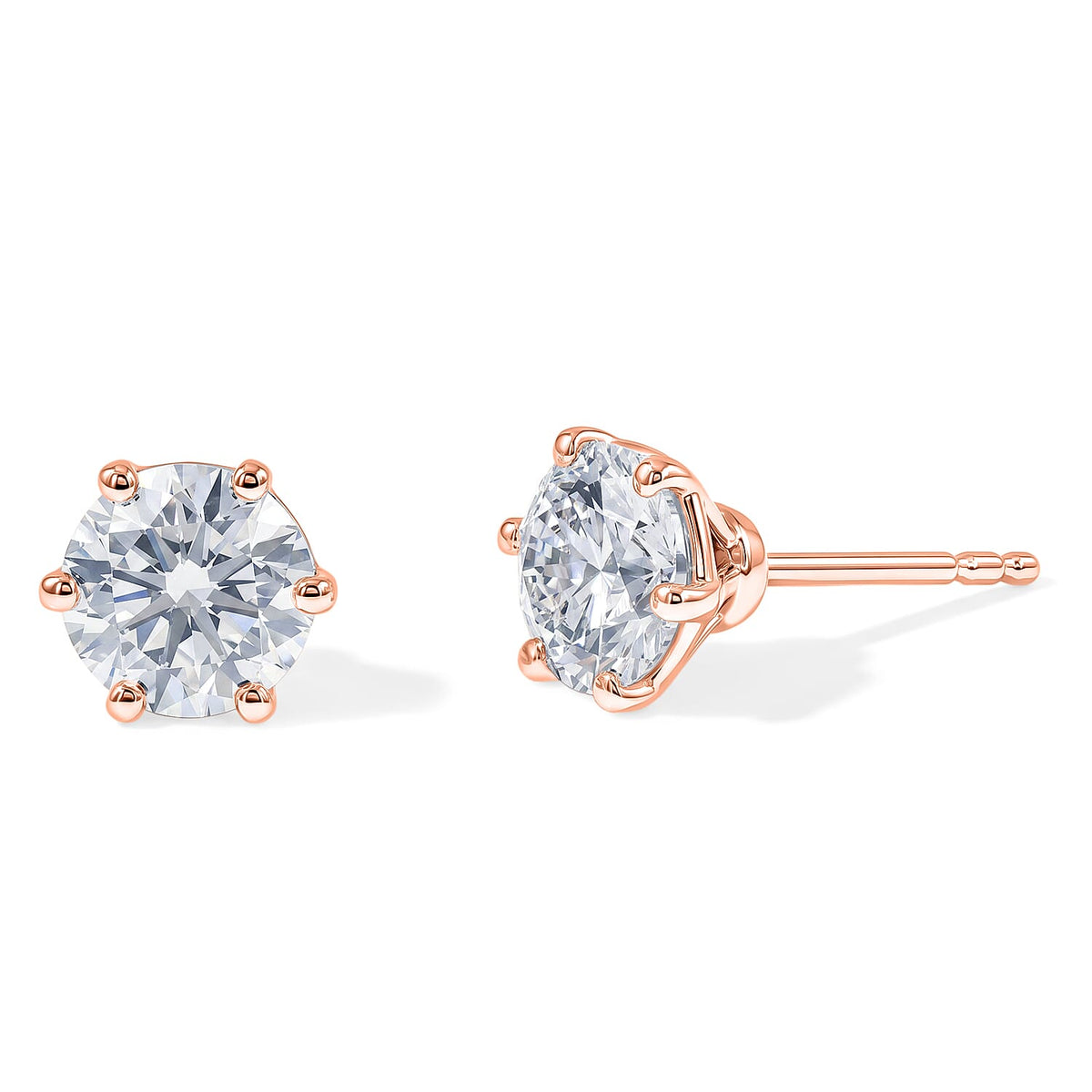 Luxuriant Lab Grown Diamond E-F VS Solitaire Stud Earrings in 18K Vermeil Rose Gold Over Sterling Silver 0.25 ctw