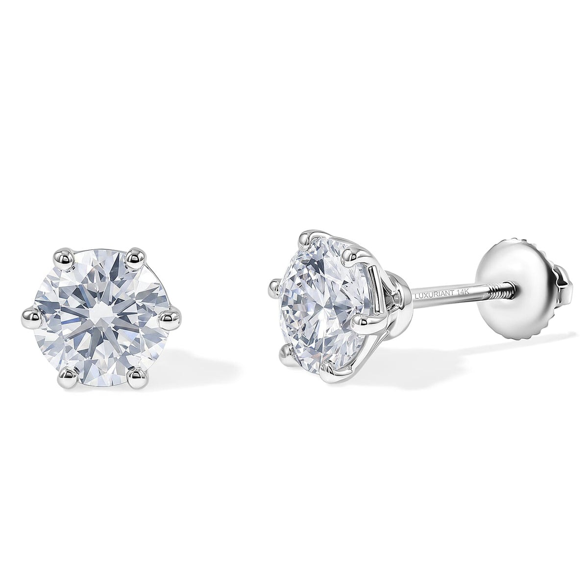 Luxuriant Lab Grown Diamond E-F VS Solitaire Stud Earrings in 18K Vermeil Rose Gold Over Sterling Silver 0.25 ctw