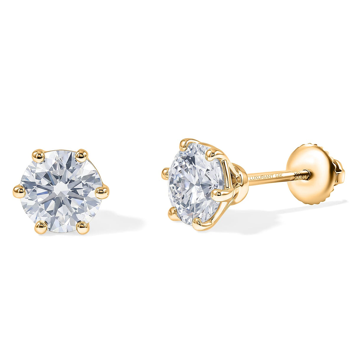 Luxuriant Lab Grown Diamond E-F VS Solitaire Stud Earrings in 18K Vermeil Rose Gold Over Sterling Silver 0.25 ctw