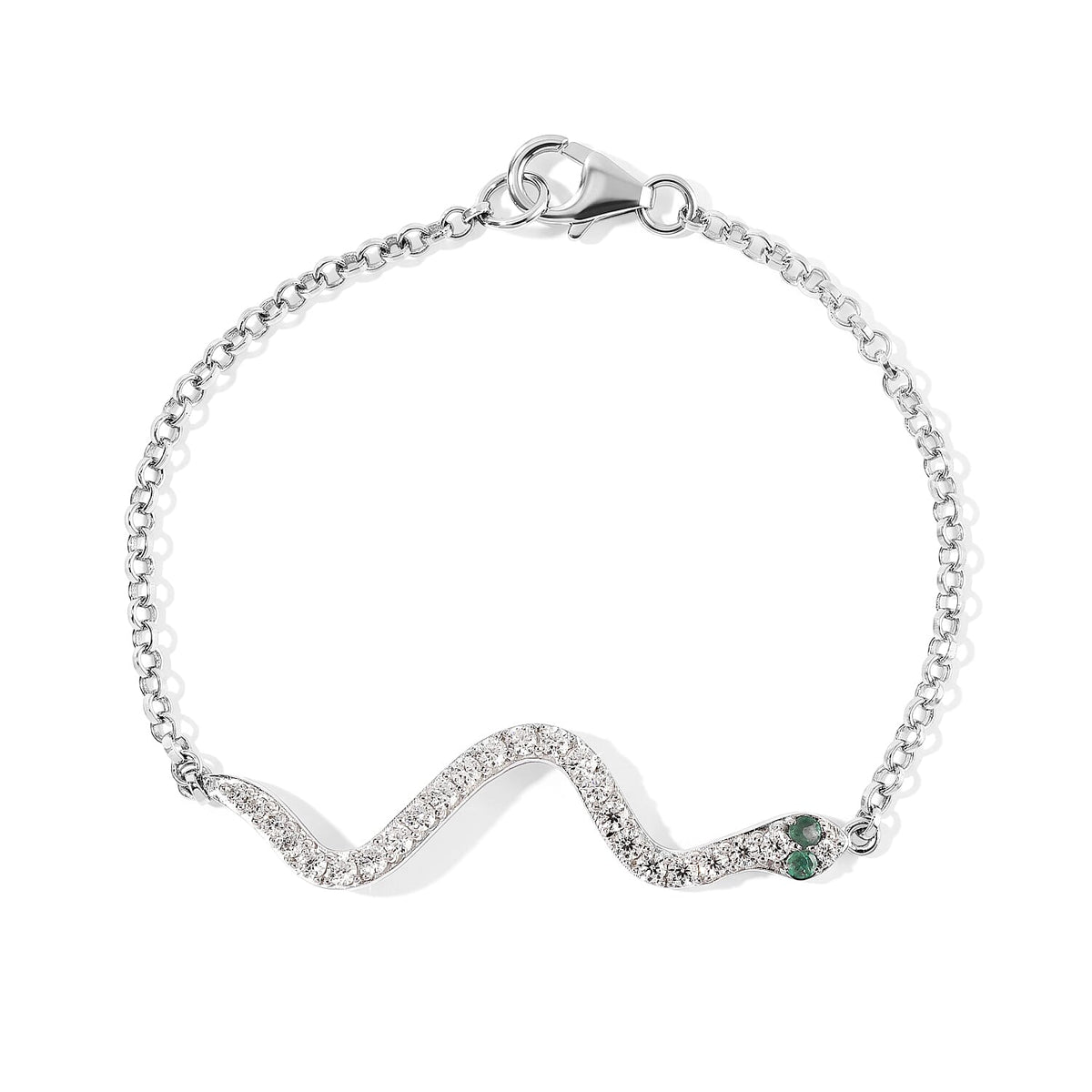 D''Joy Premium Kagem Zambian Emerald and Moissanite 0.75 ctw Bracelet in Rhodium Over Sterling Silver (6.50 In)