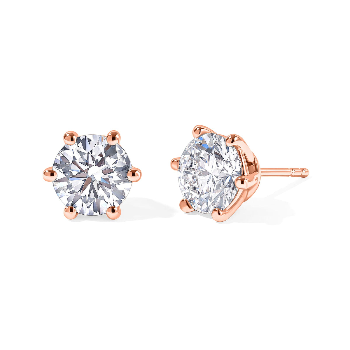Luxuriant Lab Grown Diamond E-F VS Solitaire Stud Earrings in 18K Vermeil Rose Gold Over Sterling Silver 0.25 ctw