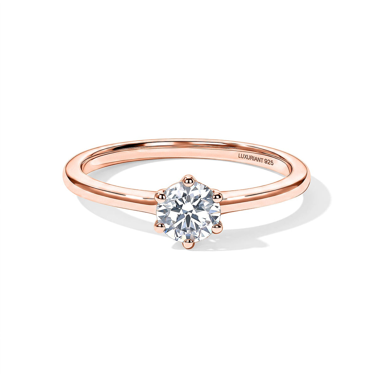 Luxuriant Lab Grown Diamond Solitaire Ring (E-F VS ) in 18K Vermeil Rose Gold Over Sterling Silver (Size 10.0) 0.25 ctw