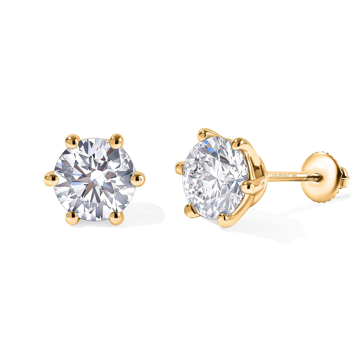 Luxuriant Lab Grown Diamond E-F VS Solitaire Stud Earrings in 18K Vermeil Rose Gold Over Sterling Silver 0.25 ctw