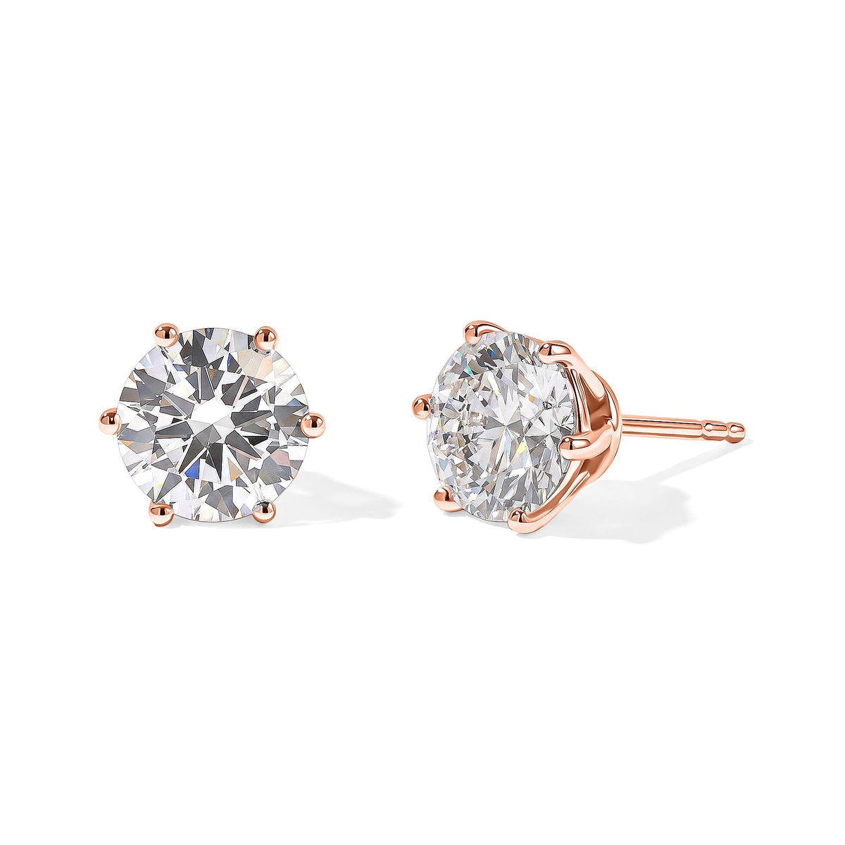 Luxuriant Lab Grown Diamond E-F VS Solitaire Stud Earrings in 18K Vermeil Rose Gold Over Sterling Silver 0.25 ctw
