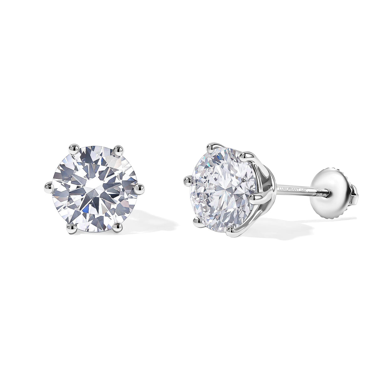 Luxuriant Lab Grown Diamond E-F VS Solitaire Stud Earrings in 18K Vermeil Rose Gold Over Sterling Silver 0.25 ctw