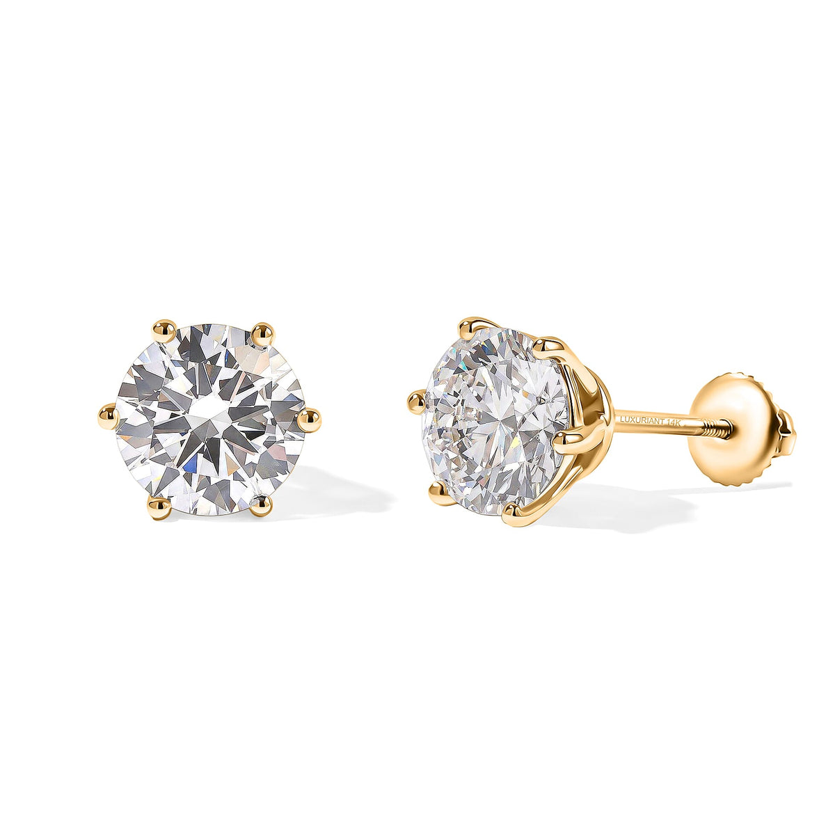 Luxuriant Lab Grown Diamond E-F VS Solitaire Stud Earrings in 18K Vermeil Rose Gold Over Sterling Silver 0.25 ctw