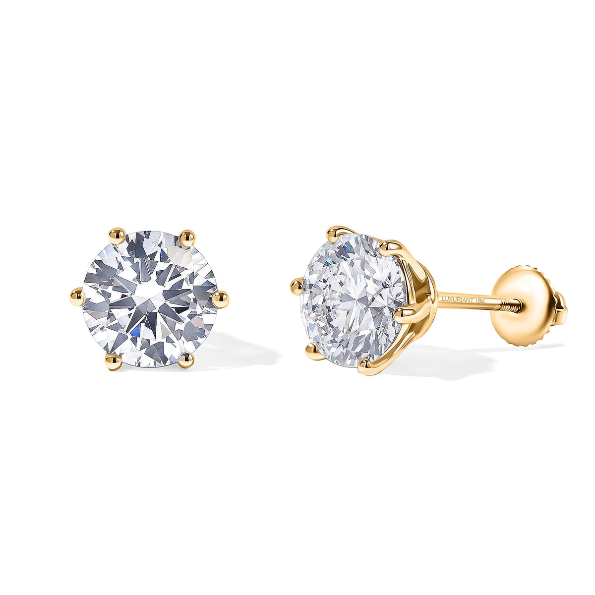 Luxuriant Lab Grown Diamond E-F VS Solitaire Stud Earrings in 18K Vermeil Rose Gold Over Sterling Silver 0.25 ctw