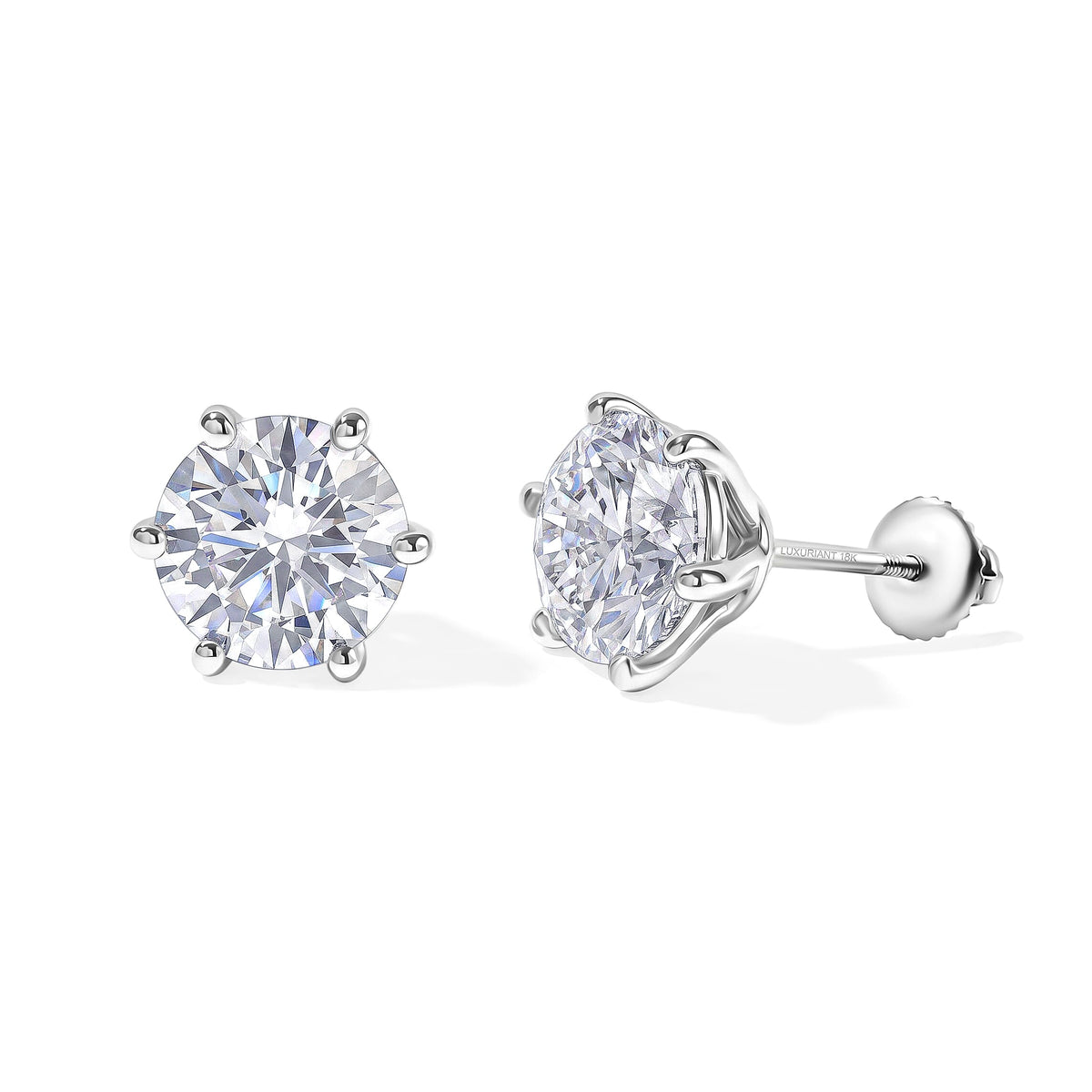 Luxuriant Lab Grown Diamond E-F VS Solitaire Stud Earrings in 18K Vermeil Rose Gold Over Sterling Silver 0.25 ctw