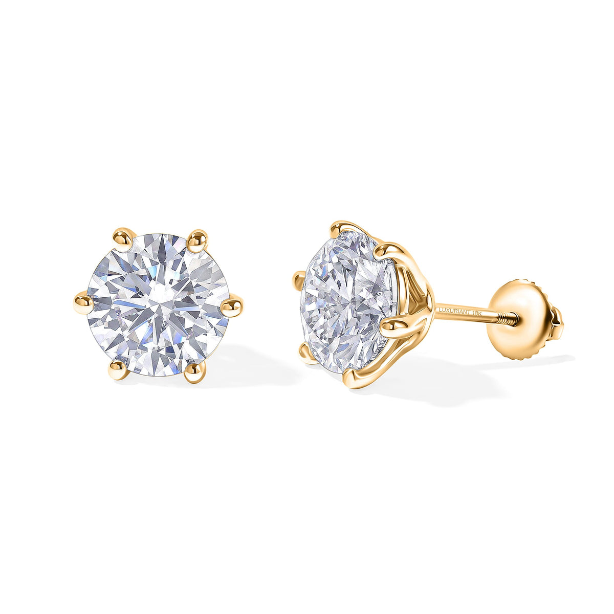 Luxuriant Lab Grown Diamond E-F VS Solitaire Stud Earrings in 18K Vermeil Rose Gold Over Sterling Silver 0.25 ctw