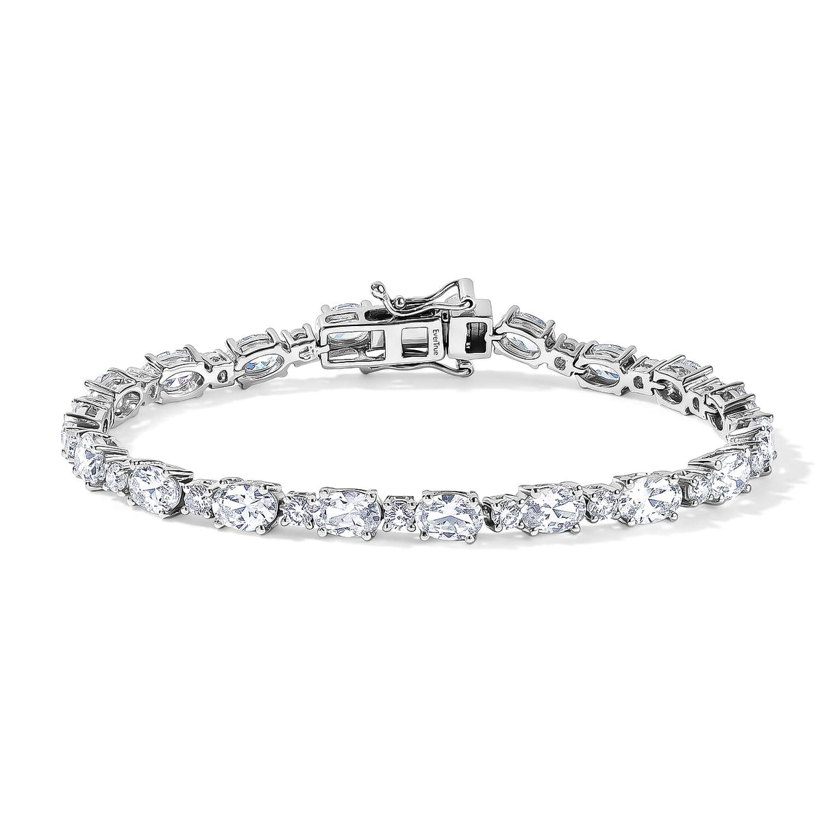 EverTrue Lab Created White Sapphire 12.60 ctw Bracelet in Platinum Bond (7.25 In)