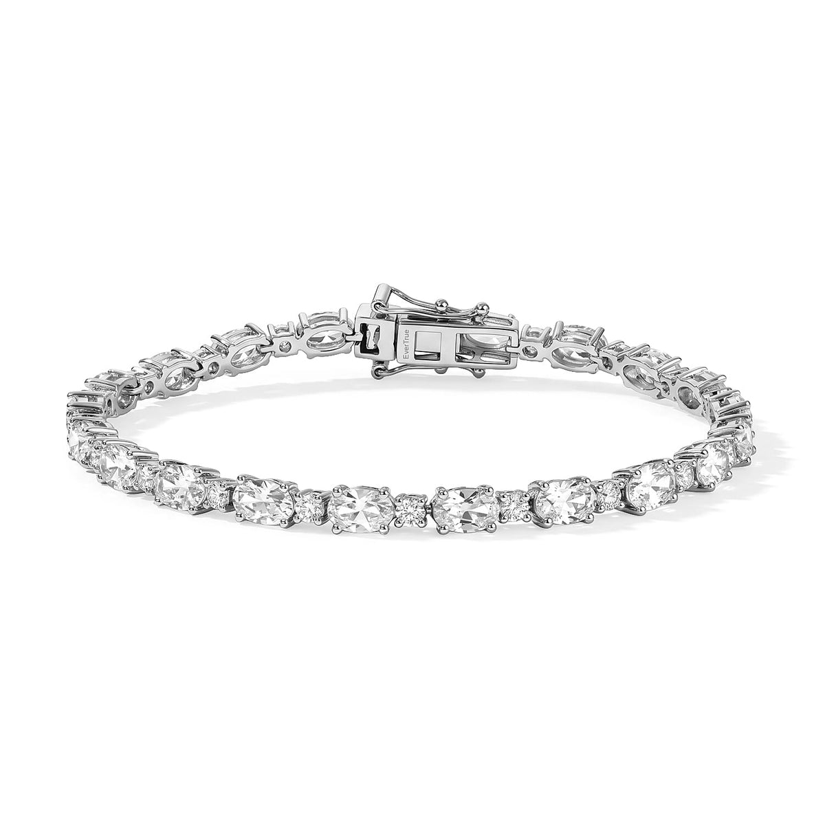 EverTrue Lab Created White Sapphire 12.60 ctw Bracelet in Platinum Bond (7.25 In)