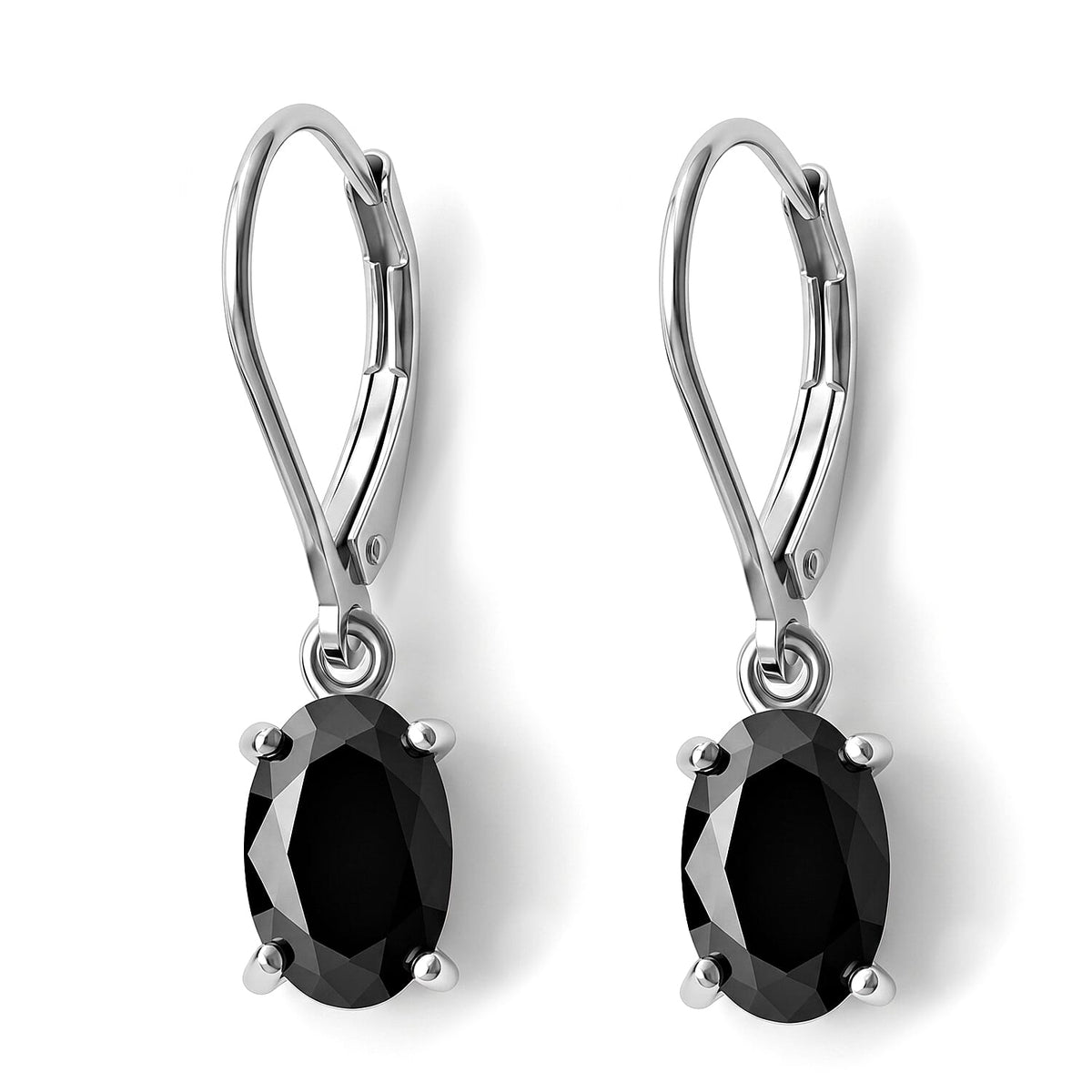 D''Joy Black Moissanite 3.20 ctw Earrings in Rhodium Over Sterling Silver