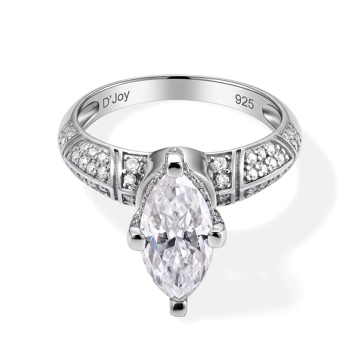 D''Joy Moissanite 2.20 ctw Ring in Rhodium Over Sterling Silver (Size 10.0)