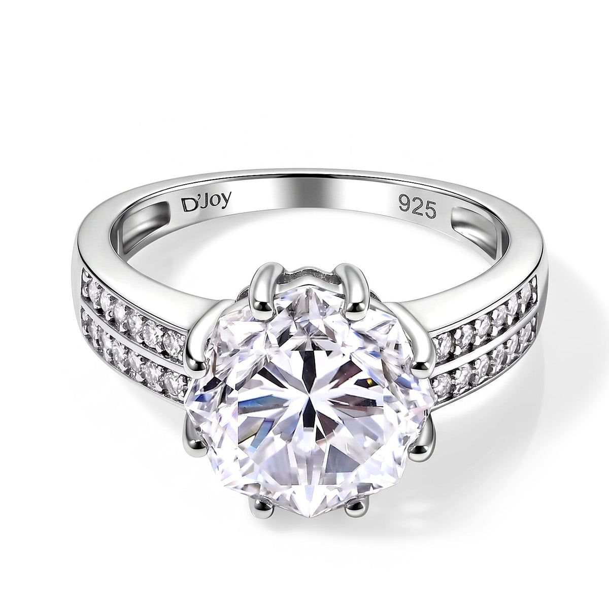 D''Joy Moissanite 4.65 ctw Ring in Rhodium Over Sterling Silver (Size 10.0)