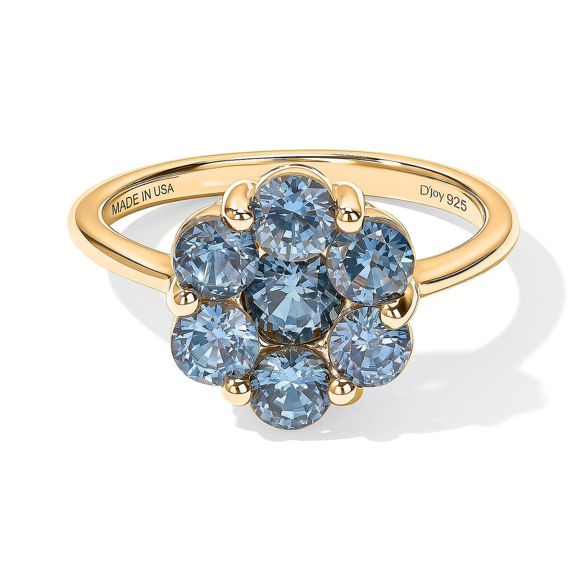 D''Joy Premium Montana Sapphire Mountain Bloom Ring in 18K Vermeil YG Over Sterling Silver (Size 10.0) 1.70 ctw