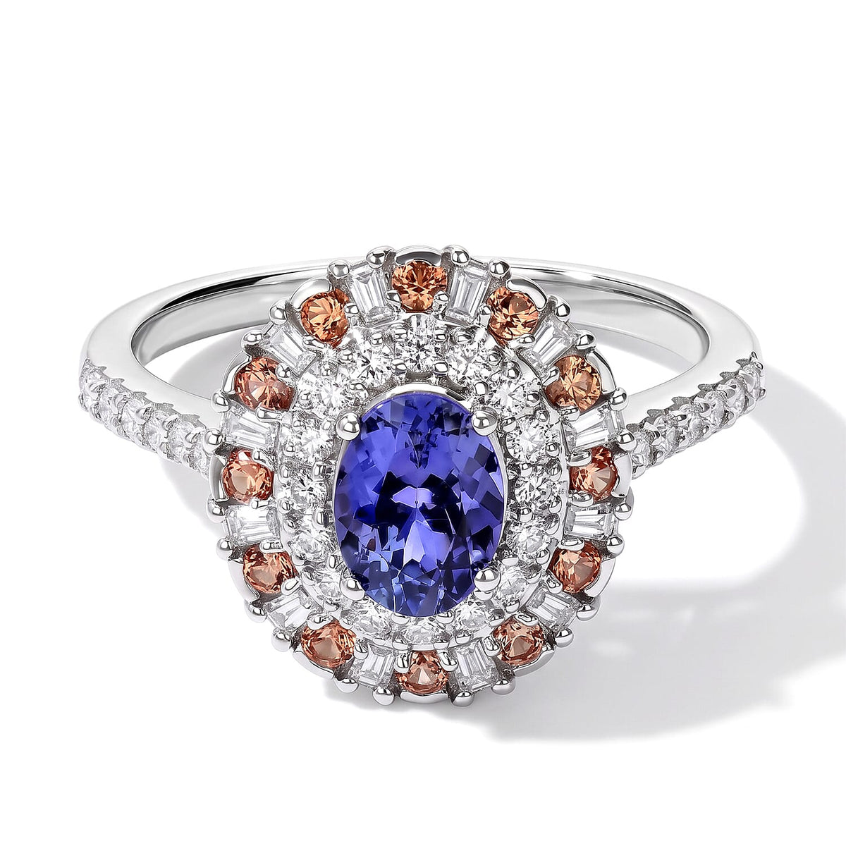 Certified & Appraised D''Joy Premium Tanzanite, Multi Gemstone Ring in Rhodium Over Sterling Silver (Size 6.0) 2.00 ctw