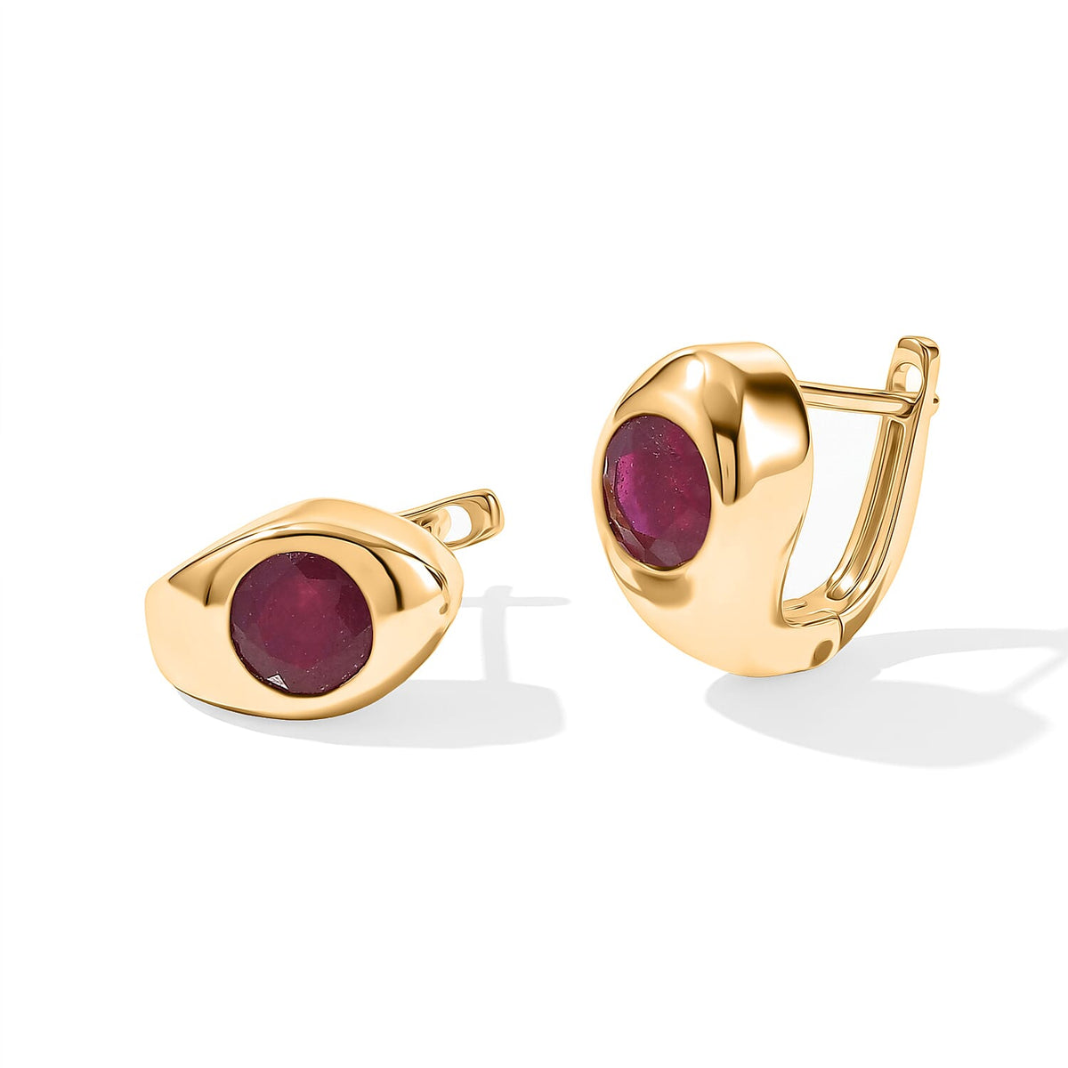 D''Joy Madagascar Blue Sapphire (DF) 2.75 ctw J Hoop Earrings in 18K Vermeil Yellow Gold Over Sterling Silver