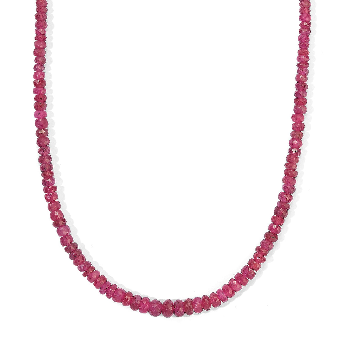 D''Joy Premium Niassa Ruby (FF) Necklace (18 Inches) in Rhodium Over Sterling Silver 75.00 ctw