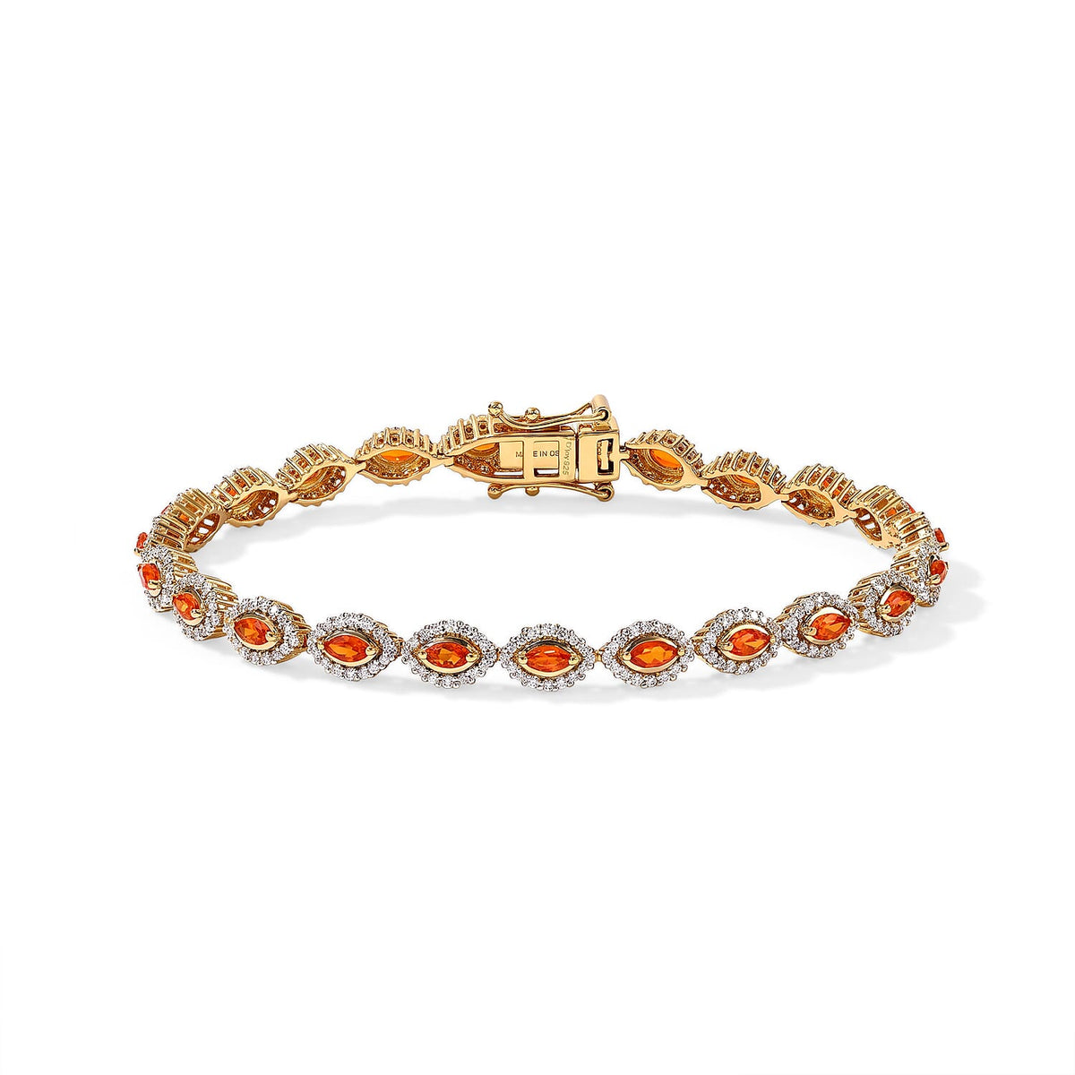 D''Joy AAA Crimson Fire Opal, Moissanite Bracelet in 18K Vermeil YG Over Sterling Silver (7.25 In) 3.00 ctw