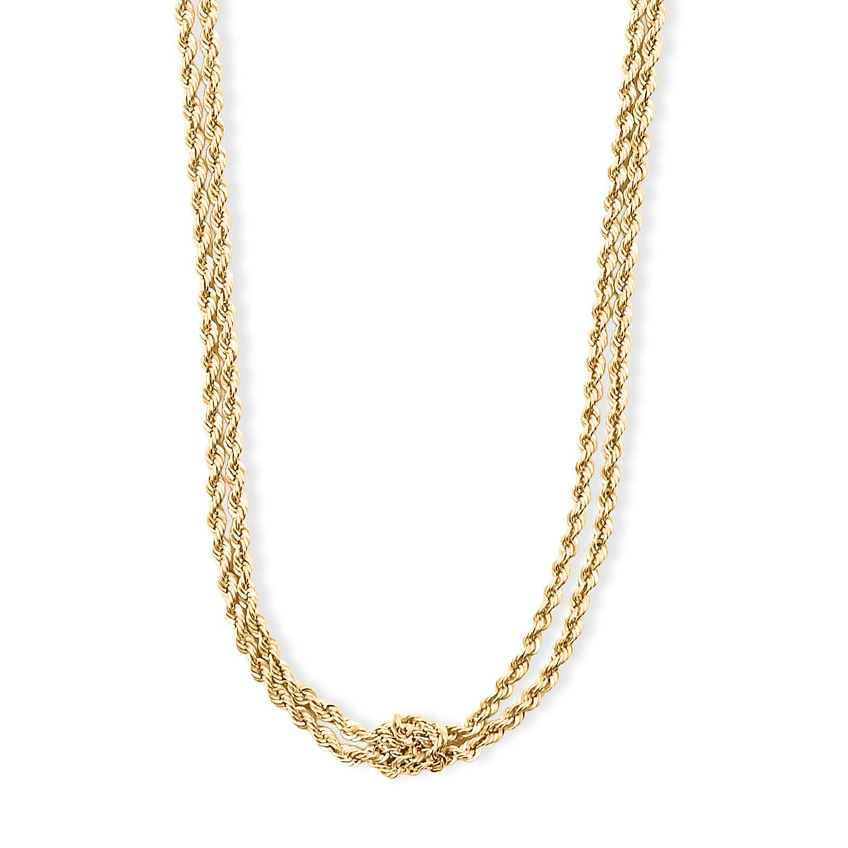 Italian 10K Yellow Gold Two Strand Knot Rope Chain Necklace (18-20 Inches) (2.7 g)