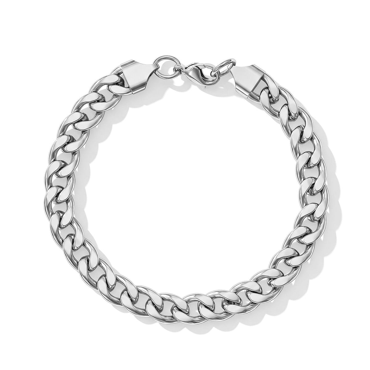 Flat Curb Chain Bracelet in Stainless Steel (8.50 In)