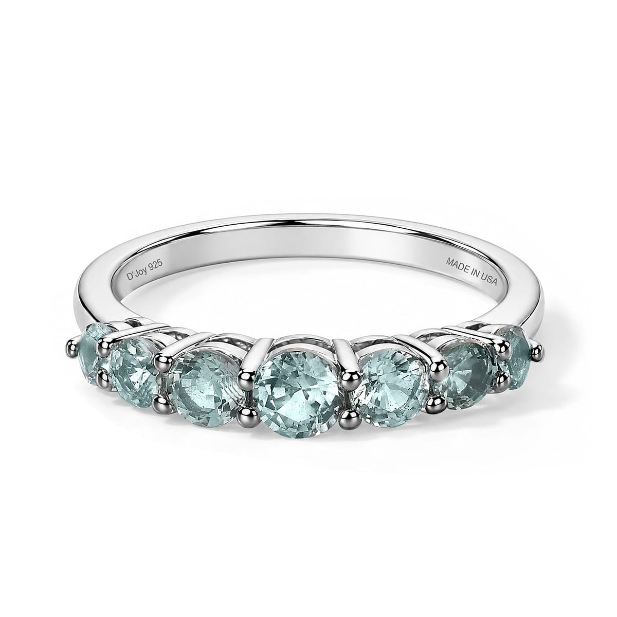 D''Joy Montana Sapphire Rockies Skyline Ring in Rhodium Over Sterling Silver (Size 10.0) 1.40 ctw