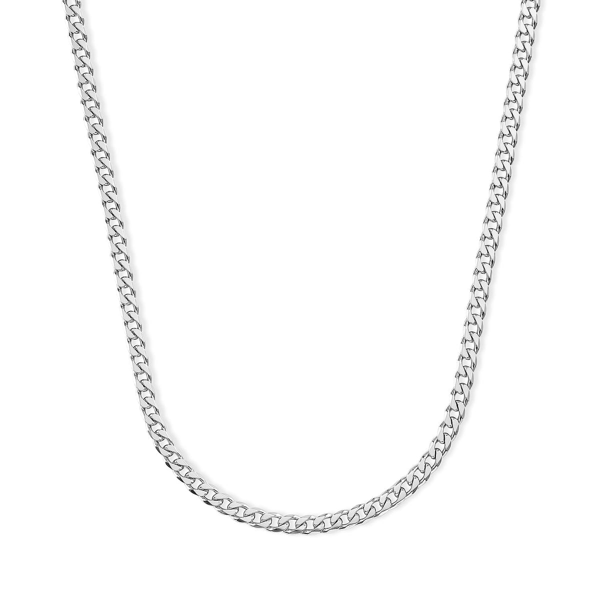 Flat Curb Chain Necklace in Stainless Steel 24 Inches