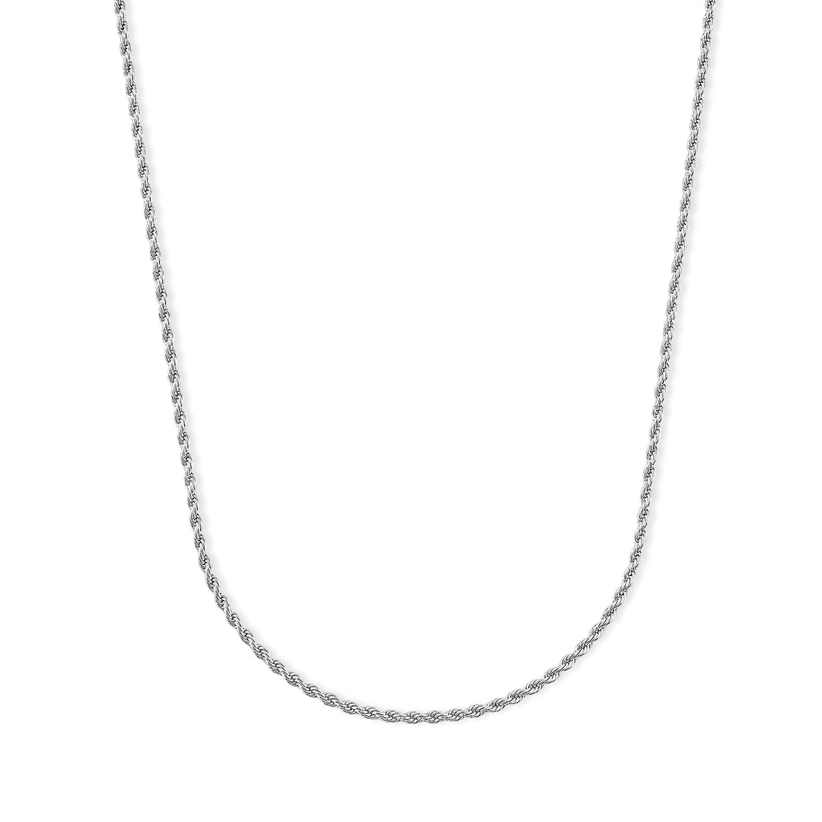 Thin Rope Chain Necklace in Stainless Steel 24 Inches