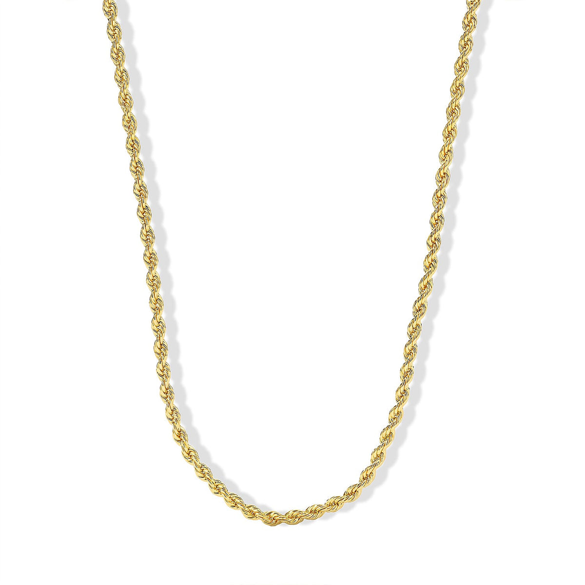 Doorbuster 10K Yellow Gold 2mm Semi Solid Rope Chain Necklace (16 Inches) (2.4 g)