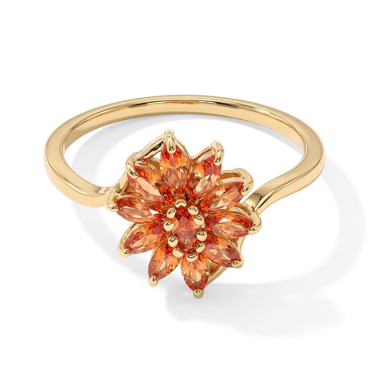 D'Joy Premium Padparadscha Sapphire (BT) Fleur De Lotus Ring in 18K Vermeil YG Over Sterling Silver (Size 10.0) 1.00 ctw