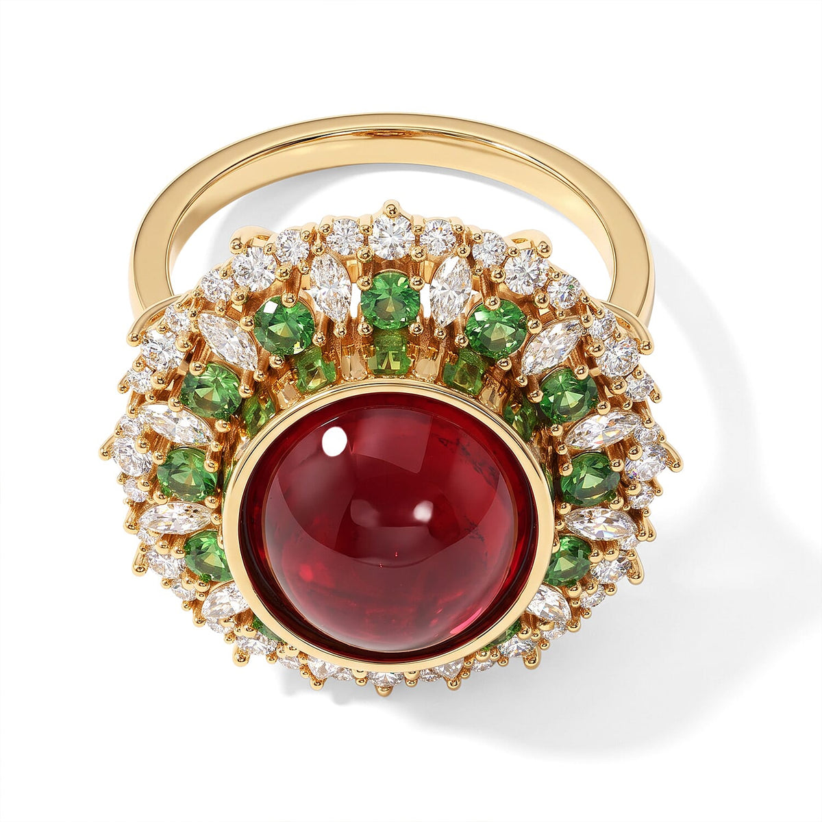 D''Joy Niassa Ruby (FF), Multi Gemstone Ring in 18K Vermeil YG Over Sterling Silver (Size 10.0) 12.10 ctw