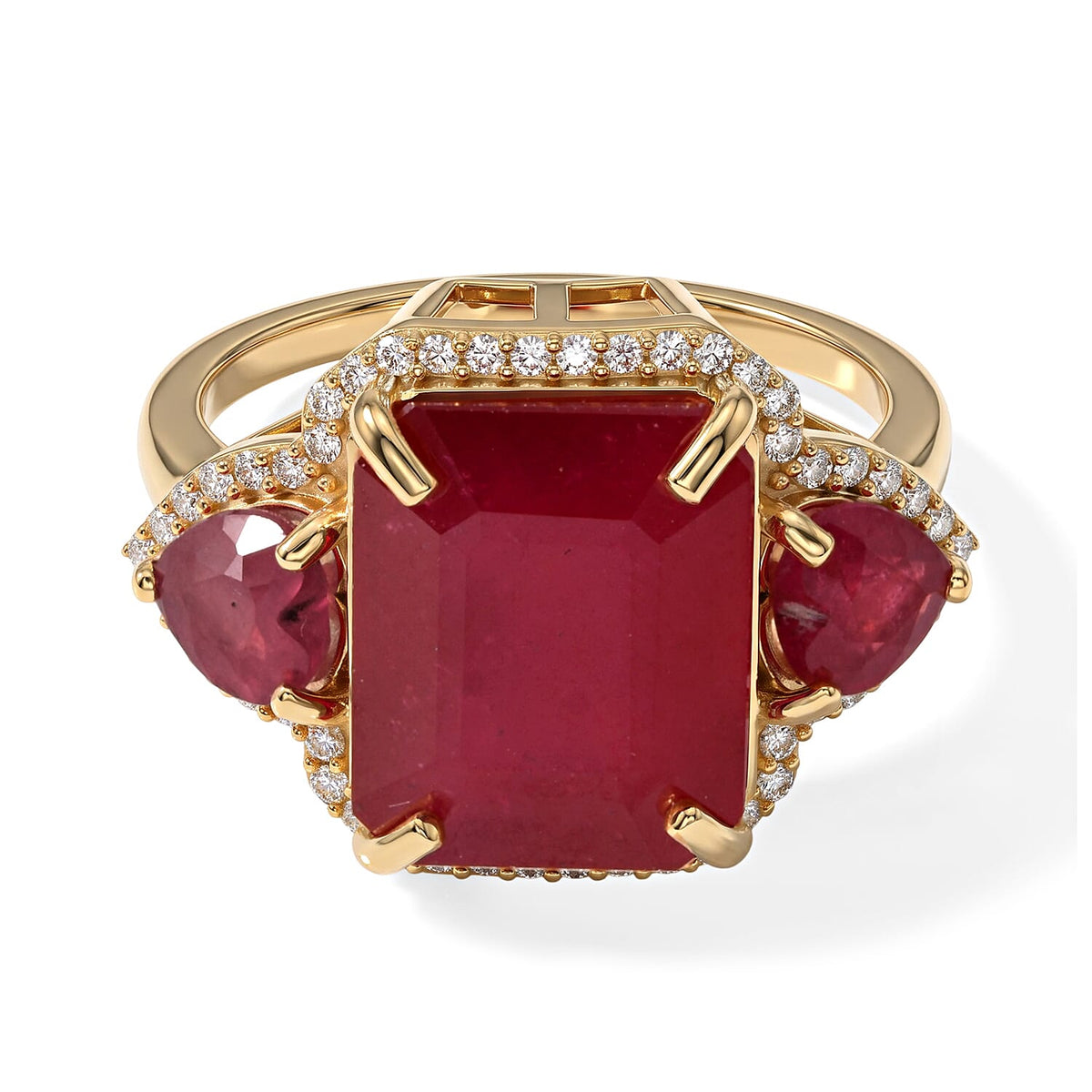 D''Joy Niassa Ruby (FF), Moissanite Ring in 18K Vermeil YG Over Sterling Silver (Size 10.0) 10.30 ctw