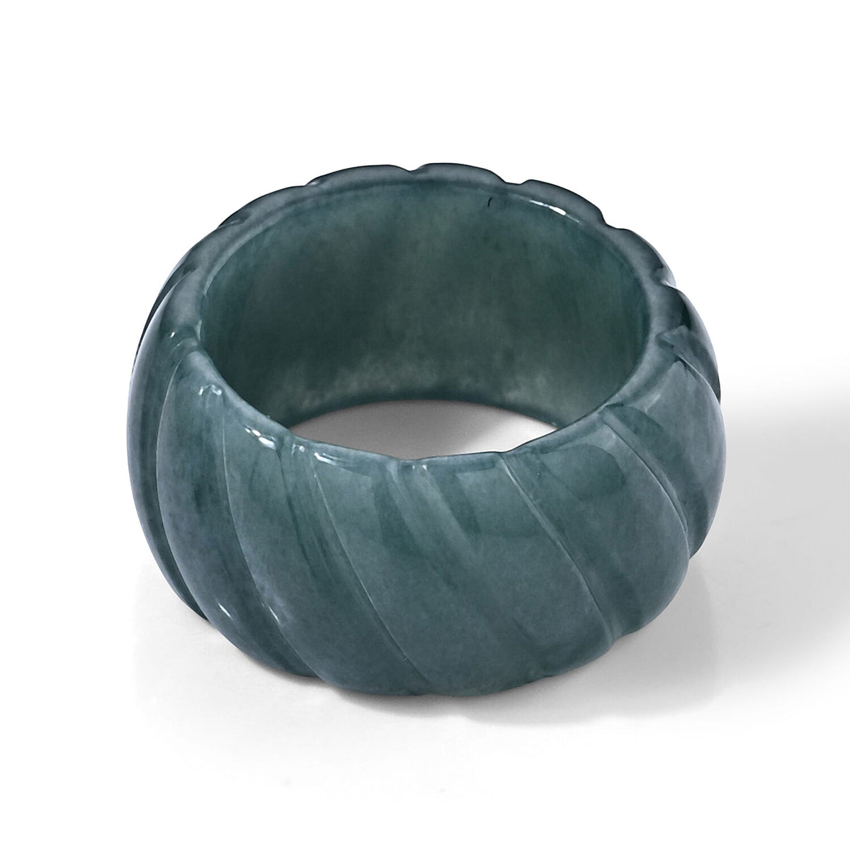 Natural Olmec Jadeite 10.10 ctw Carved Band Ring (Size 10.00)
