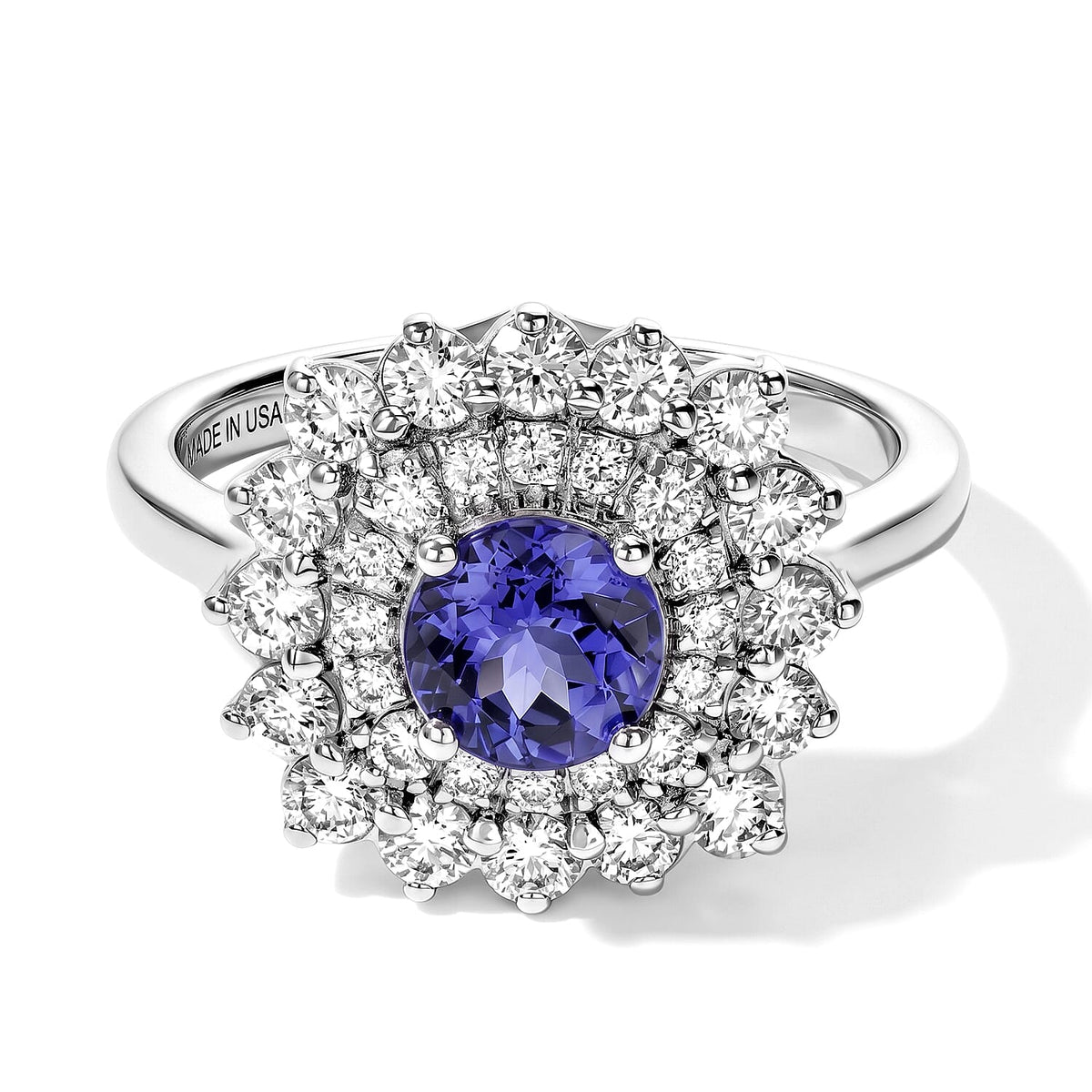 Certified and Appraised D''Joy Premium Tanzanite, Moissanite Ring in Rhodium Over Sterling Silver (Size 10.0) 1.75 ctw