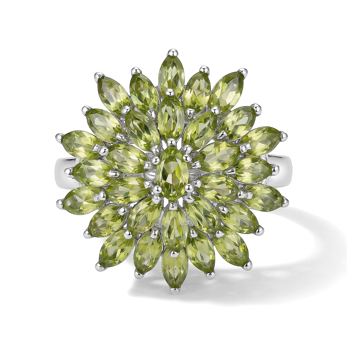 D''Joy Premium Hebei Peridot Ring in Rhodium Over Sterling Silver (Size 10.0) 5.20 ctw