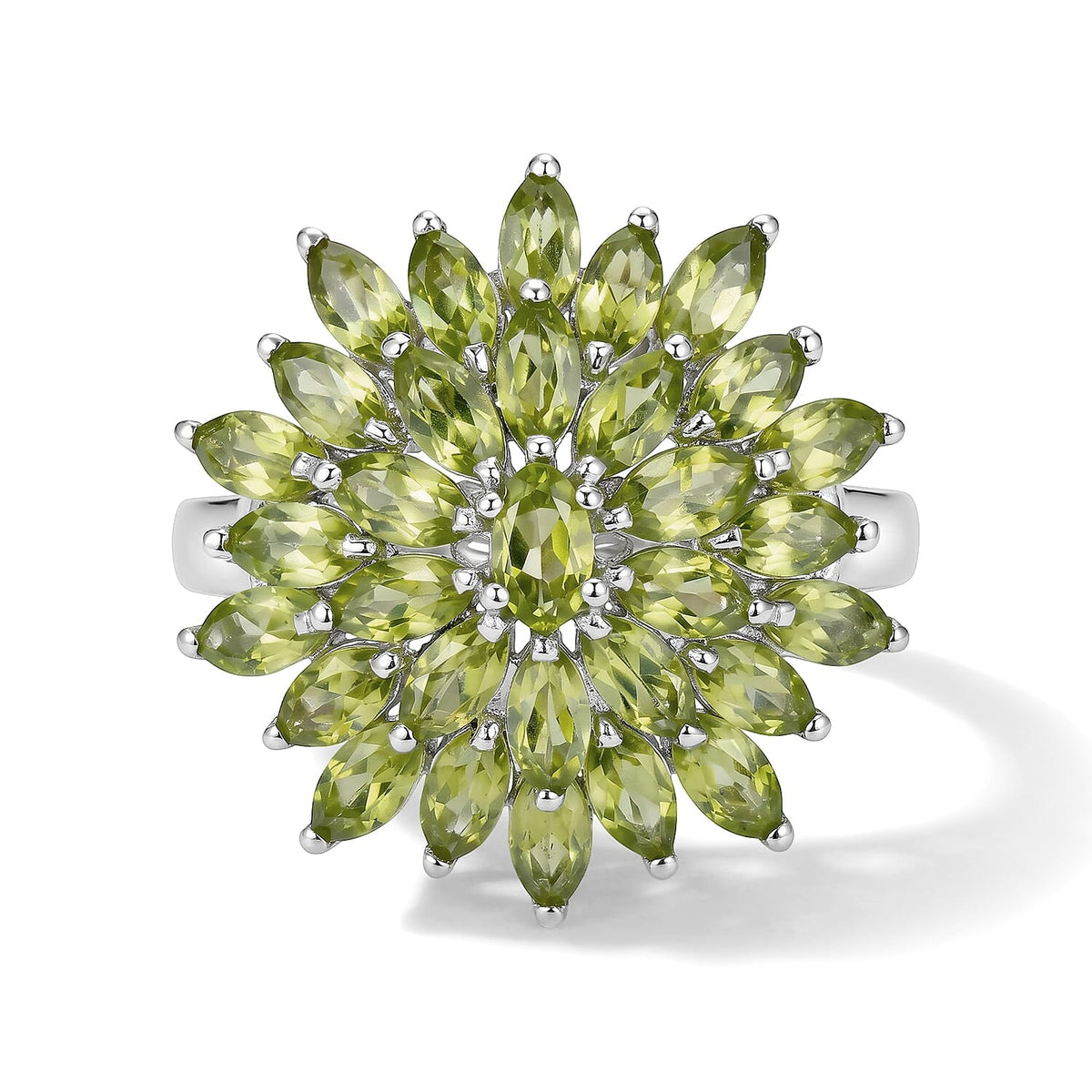 D''Joy Premium Hebei Peridot Ring in Rhodium Over Sterling Silver (Size 10.0) 5.20 ctw