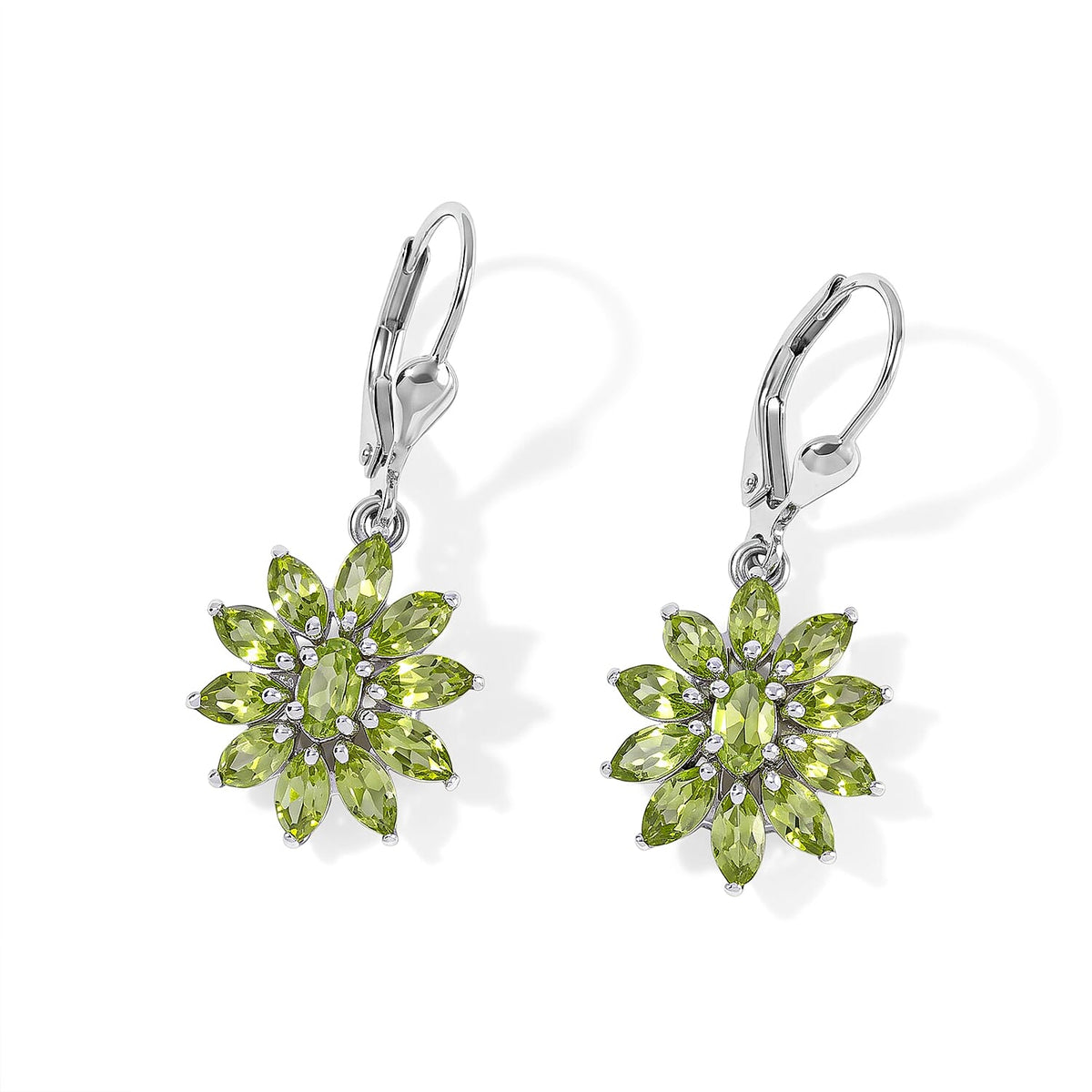 D''Joy Premium Hebei Peridot Earrings in Rhodium Over Sterling Silver 3.80 ctw