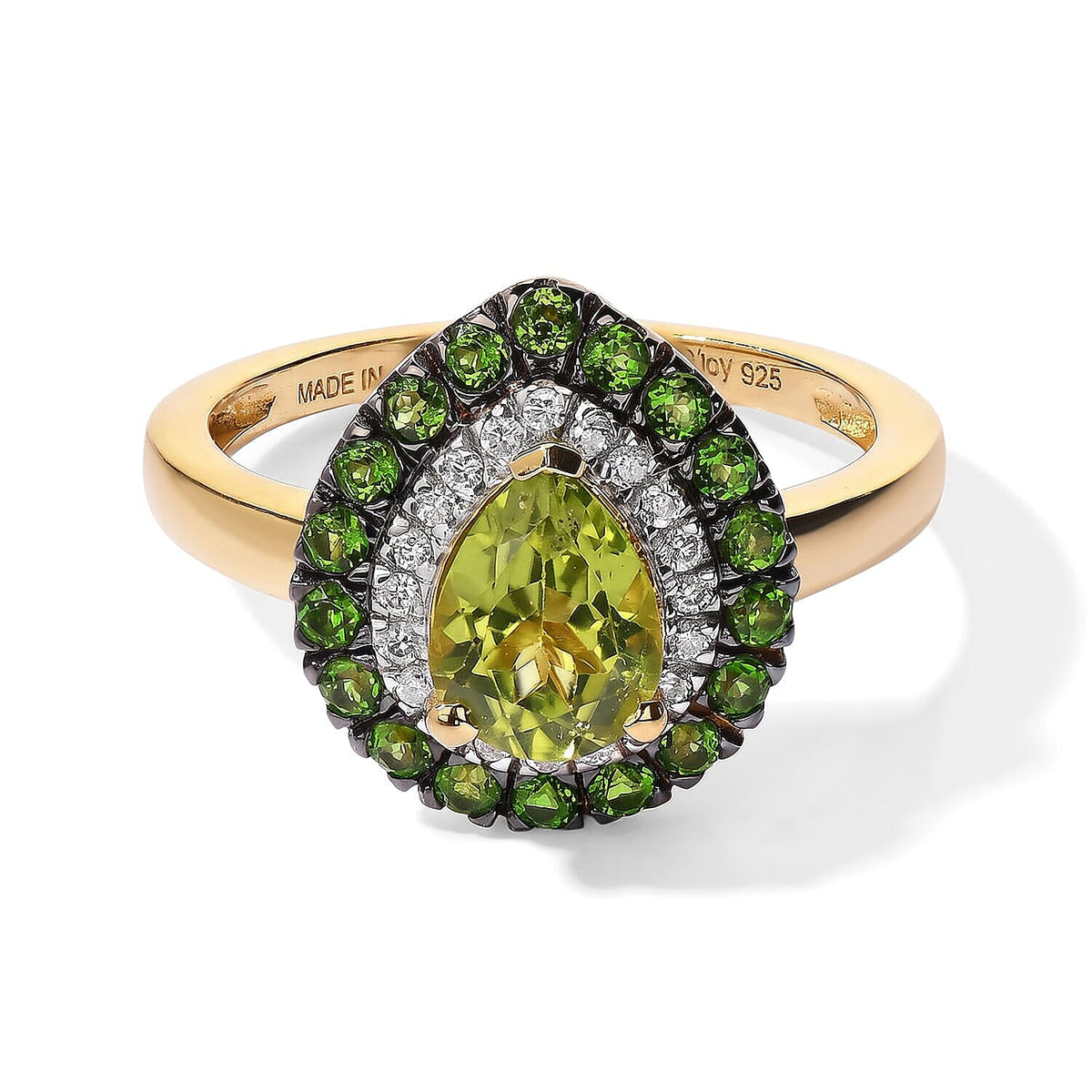 D''Joy Premium Hebei Peridot, Multi Gemstone Ring in 18K Vermeil YG Over Sterling Silver (Size 10.0) 1.80 ctw
