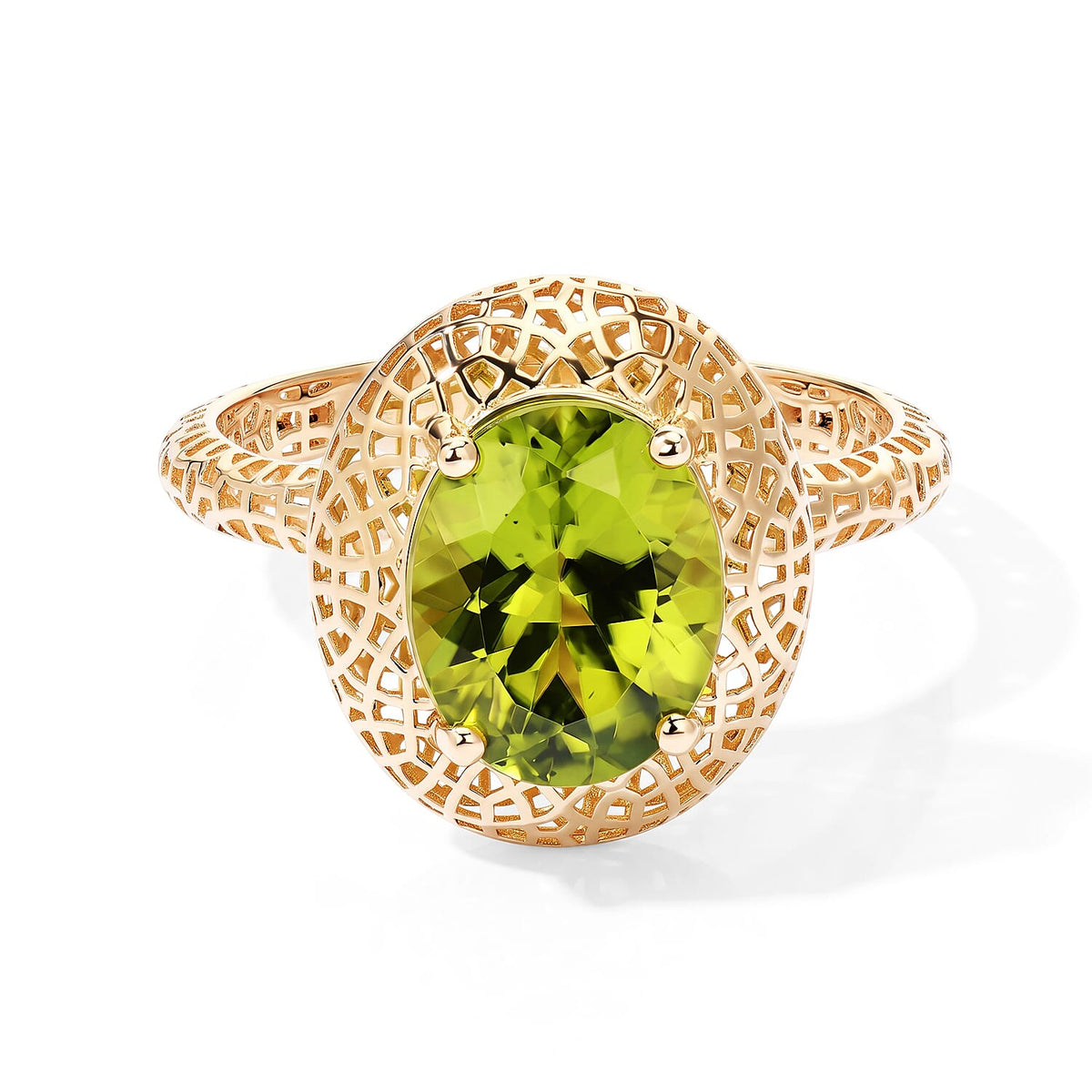 10K Yellow Gold AAA Hebei Peridot Ring (Size 10.0) 2.70 ctw
