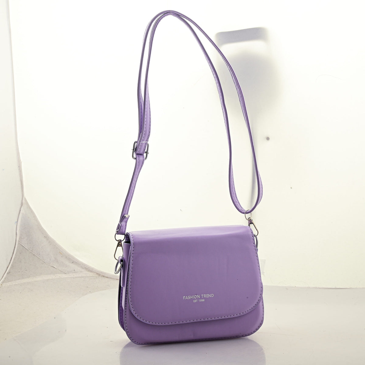 Closeout Lilac Faux Leather Flap Crossbody Bag
