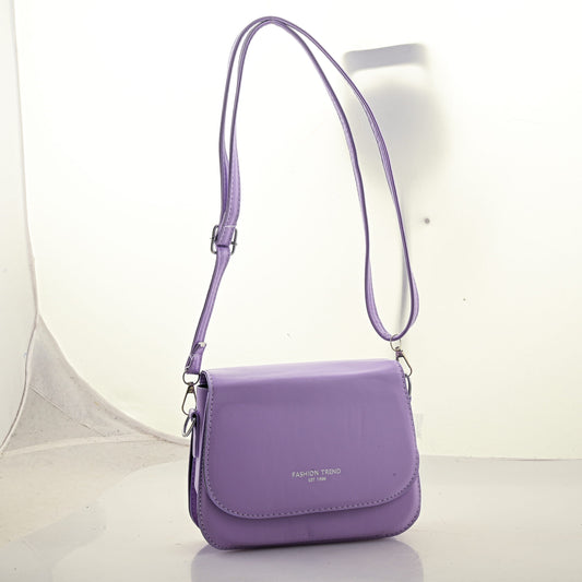 Closeout Lilac Faux Leather Flap Crossbody Bag