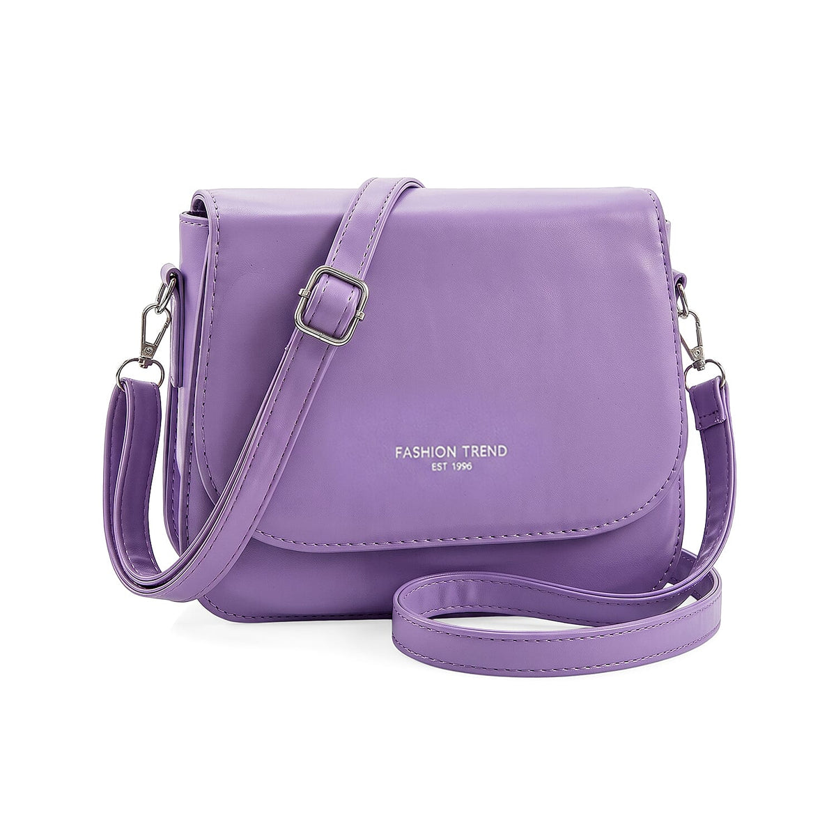 Closeout Lilac Faux Leather Flap Crossbody Bag
