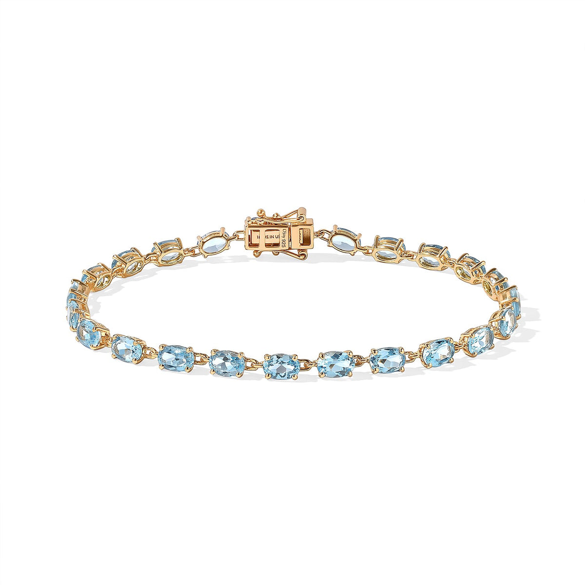 D'Joy Premium Swiss Blue Topaz Ocean Glow Bracelet in 18K Vermeil YG Over Sterling Silver (8.00 Inch) 12.70 ctw