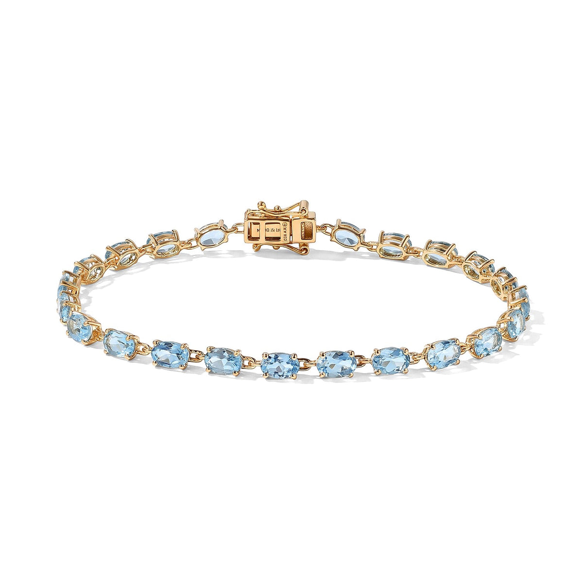 D'Joy Premium Swiss Blue Topaz Ocean Glow Bracelet in 18K Vermeil YG Over Sterling Silver (8.00 Inch) 12.70 ctw