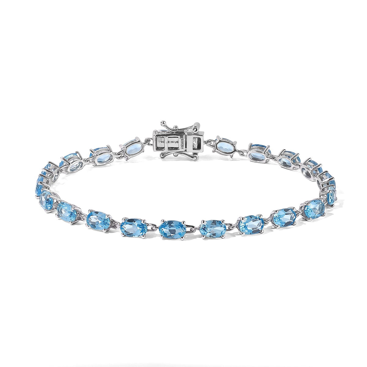 D'Joy Premium Swiss Blue Topaz Ocean Glow Bracelet in 18K Vermeil YG Over Sterling Silver (8.00 Inch) 12.70 ctw