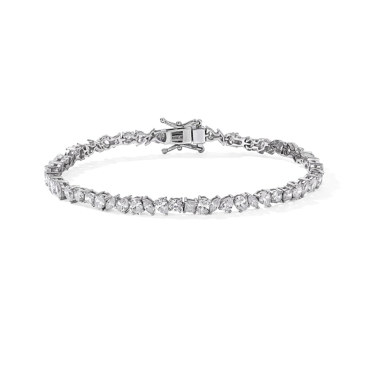 D''Joy Moissanite 7.10 ctw Bracelet in Rhodium Over Sterling Silver (7.25 In)