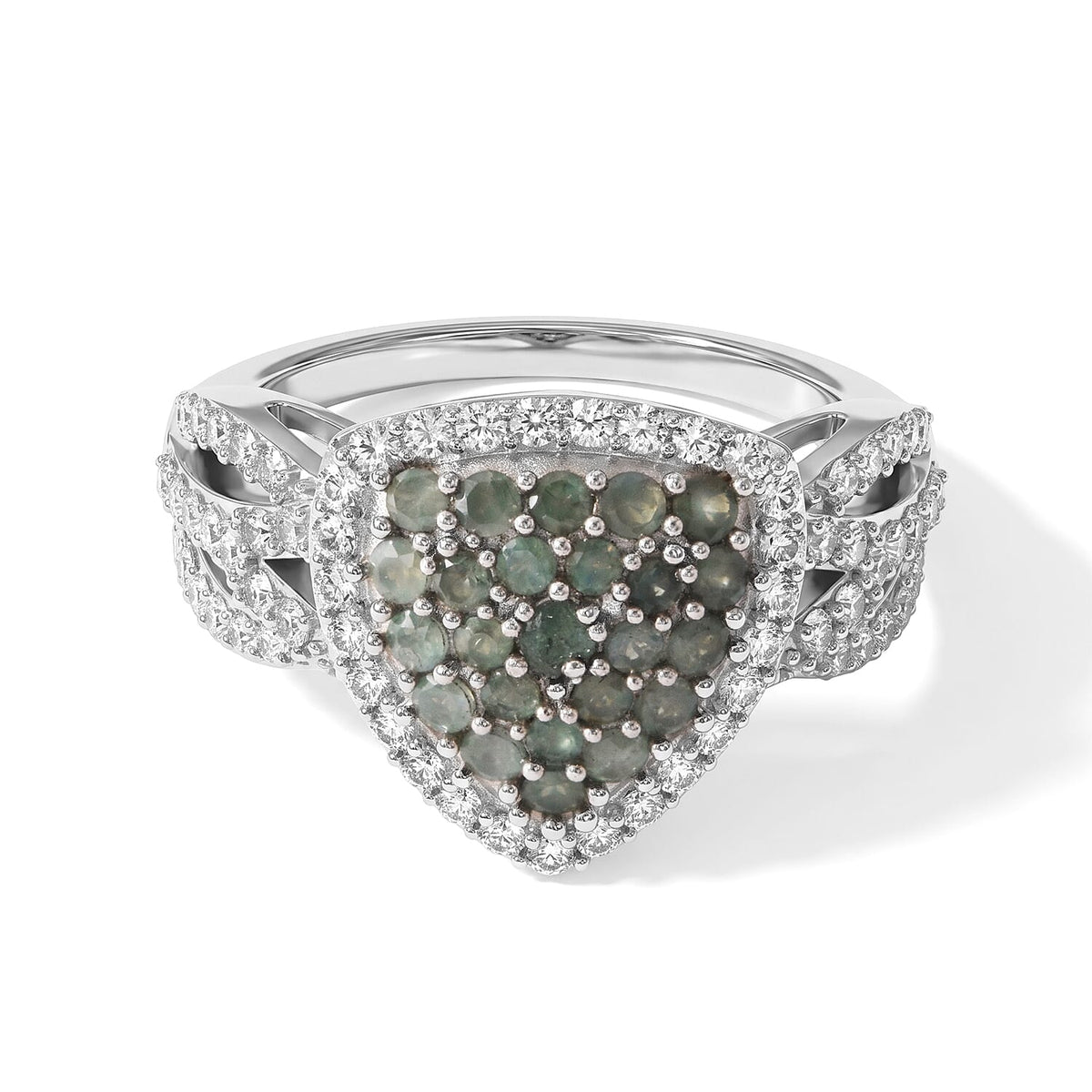 D'Joy Narsipatnam Alexandrite, White Zircon Ring in Rhodium Over Sterling Silver (Size 10.0) 2.15 ctw