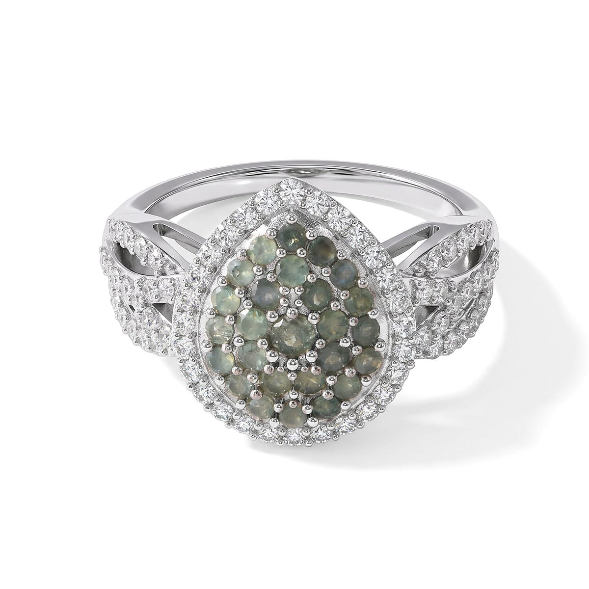 D'Joy Narsipatnam Alexandrite, White Zircon Ring in Rhodium Over Sterling Silver (Size 10.0) 2.15 ctw
